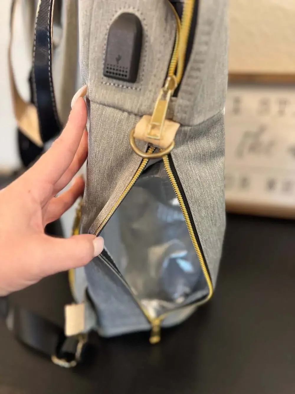 Slonser Large Diaper Bag Backpack with USB Charging Port Grey Striped